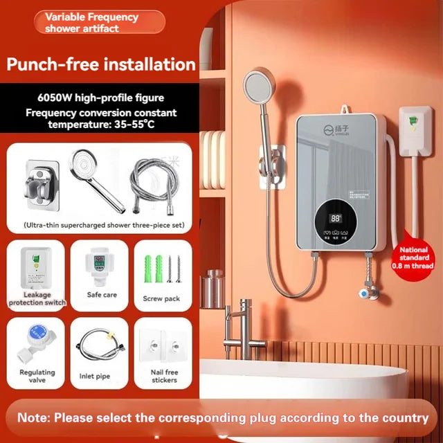 Tankless Water Heater Electric Hot Water Heater Digital Display Electric Instant Hot Water Heater Self modulating Overheation