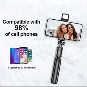 R1s Selfie Stick With Tripod | Bluetooth Foldable Selfie Rod.