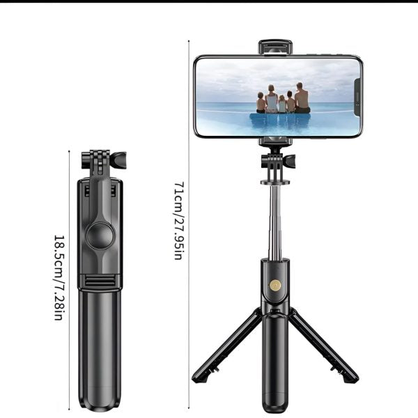 R1s Selfie Stick With Tripod | Bluetooth Foldable Selfie Rod.