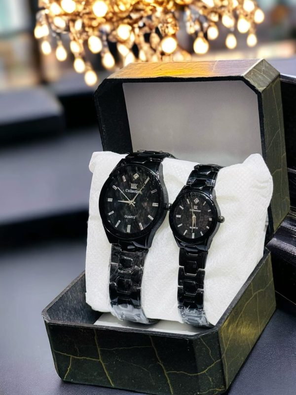 Iik Collection Couple Wrist Watch Two Tone With Black Gold | Quartz