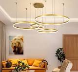 2024 Modern Led Chandelier Home Lighting Brushed Rings Ceiling Mounted Chandelier Lighting Hanging Lamp Gold and Coffee color