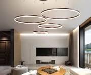 2024 Modern Led Chandelier Home Lighting Brushed Rings Ceiling Mounted Chandelier Lighting Hanging Lamp Gold and Coffee color